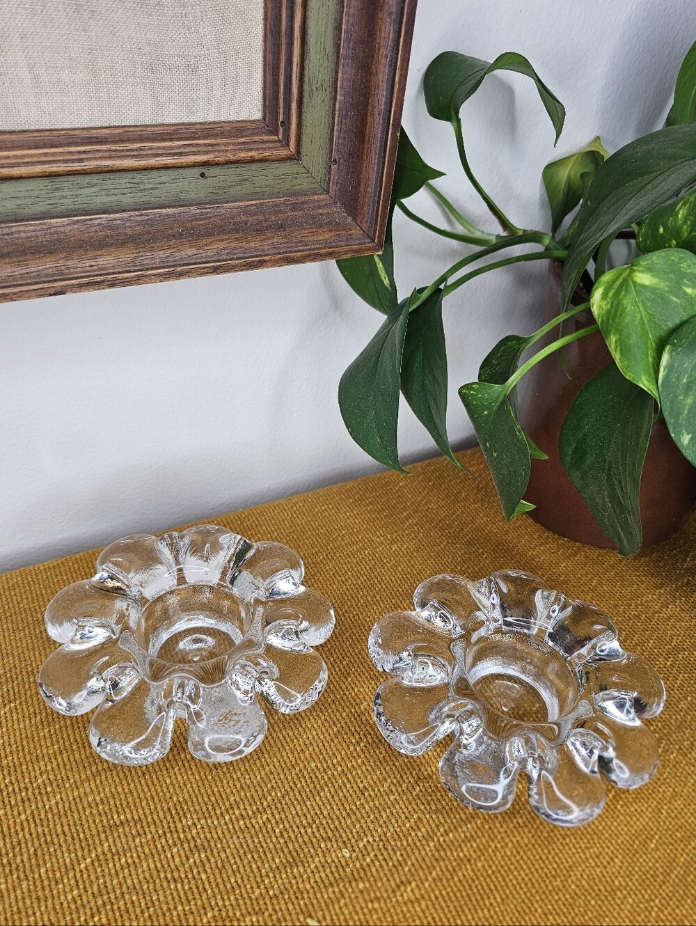 VTG 70s Kosta Boda Krinolin Candle Holder Set